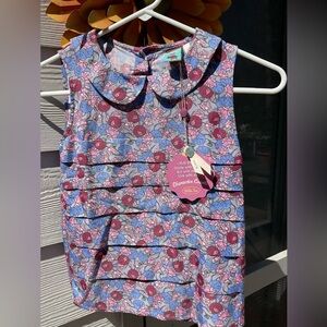 NWT Matilda Jane Floral Ruffle Top in Pink, Blue & Purple Size 8
